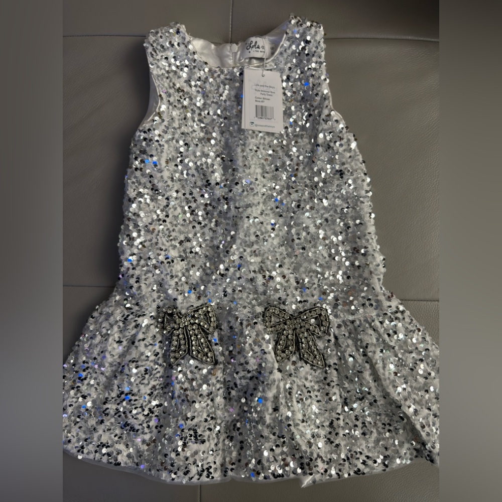 Lola + The Boys Silver Sequin dress